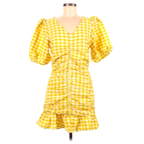Skies Are Blue Yellow Checkered Dress, Size M - Picture 13 of 16